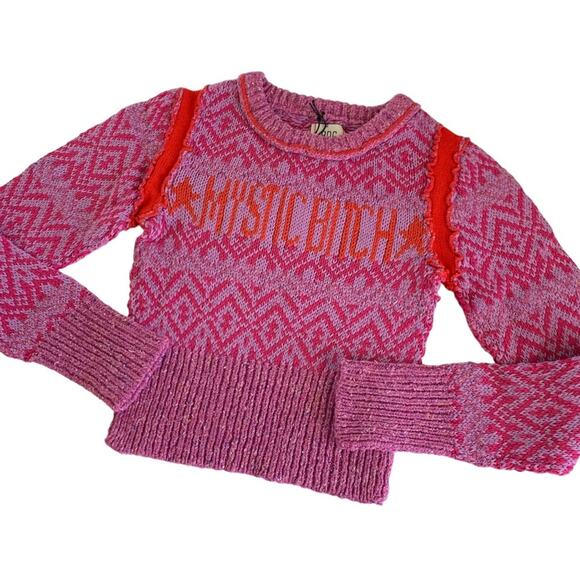 Urban Outfitters BDG Noah Pink Mystic B*tch Crew Neck Pullover Sweater Small - Picture 1 of 10